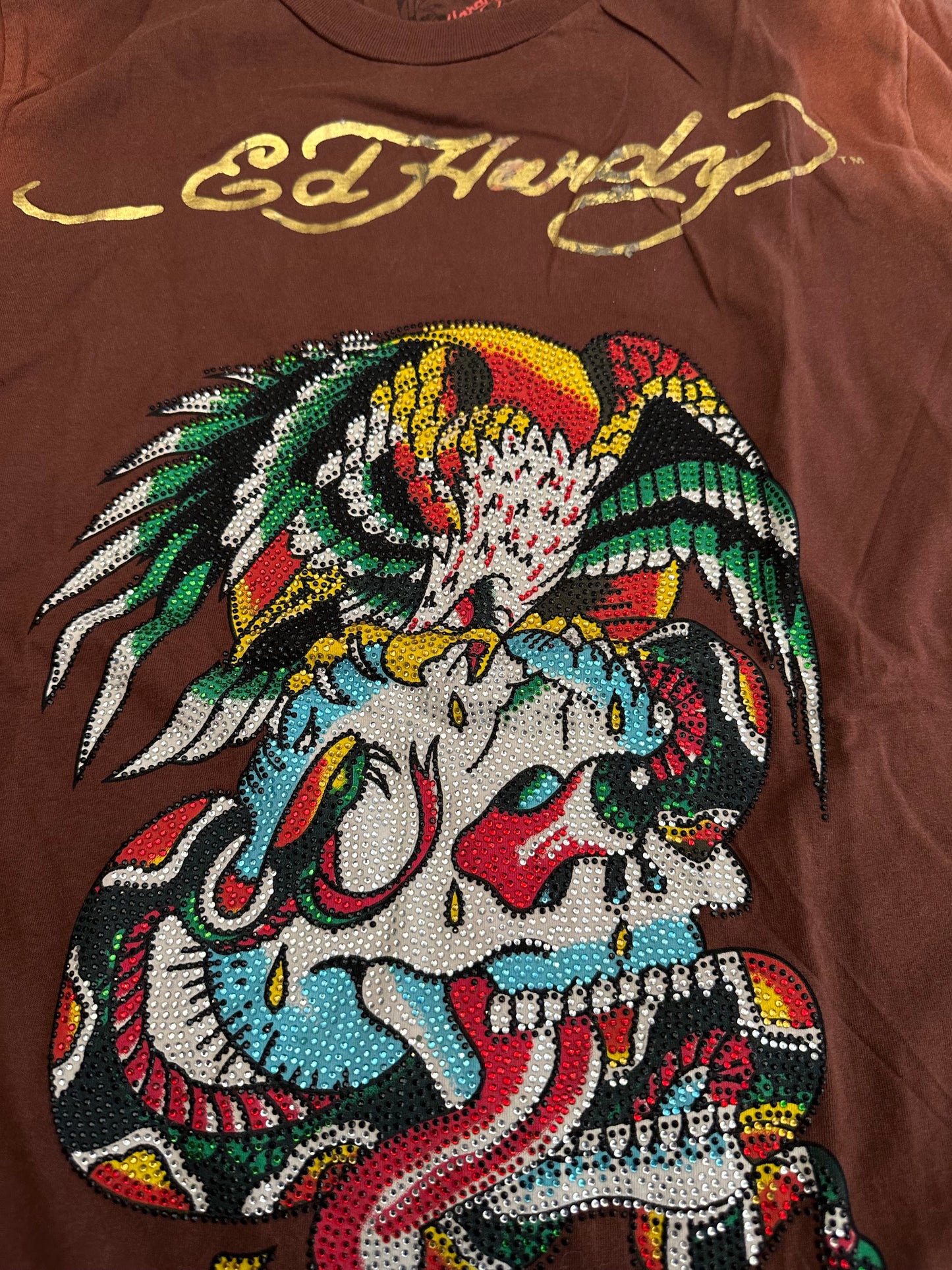 Insane Diamontes Brown Ed Hardy Tee