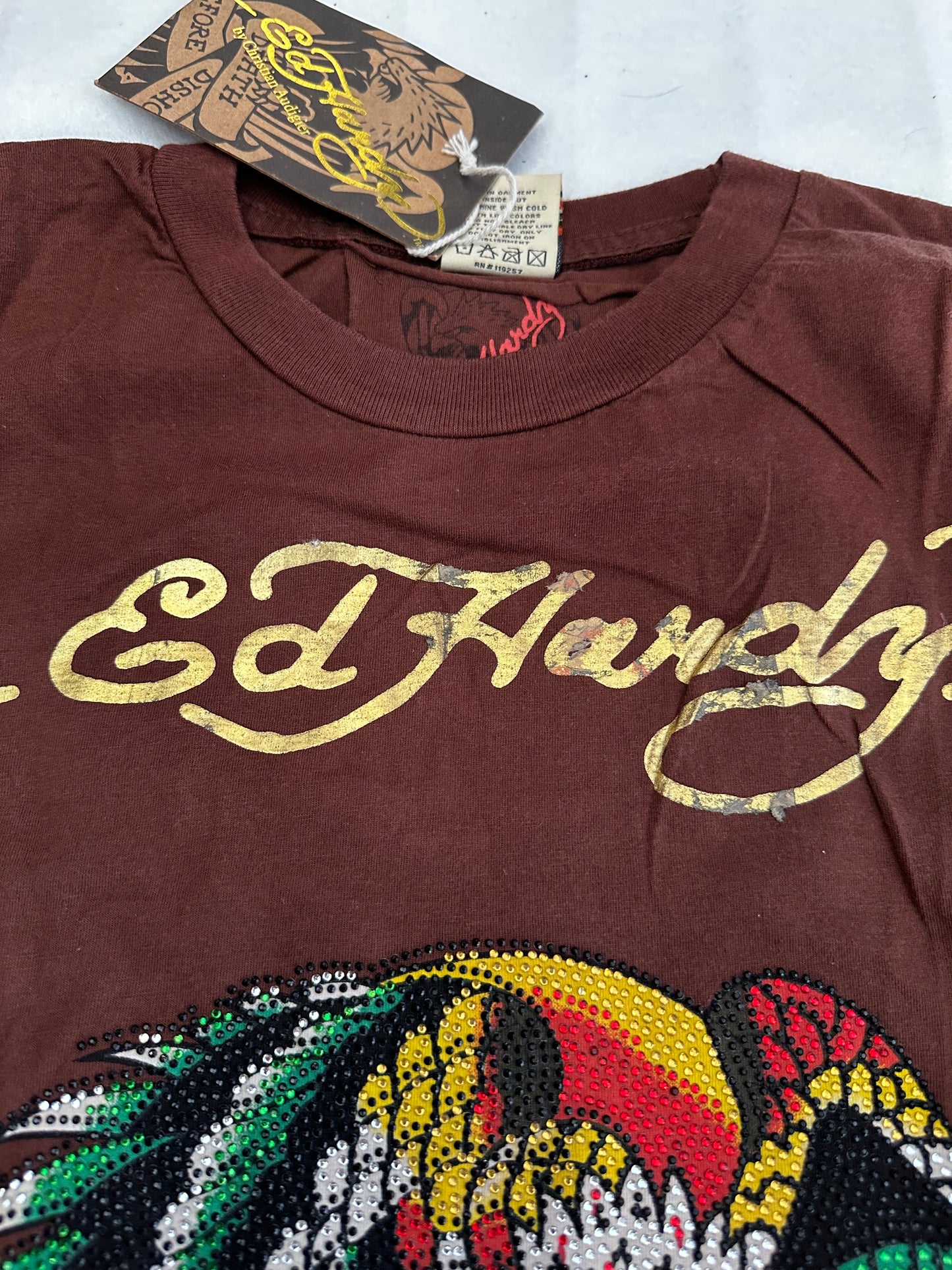 Insane Diamontes Brown Ed Hardy Tee