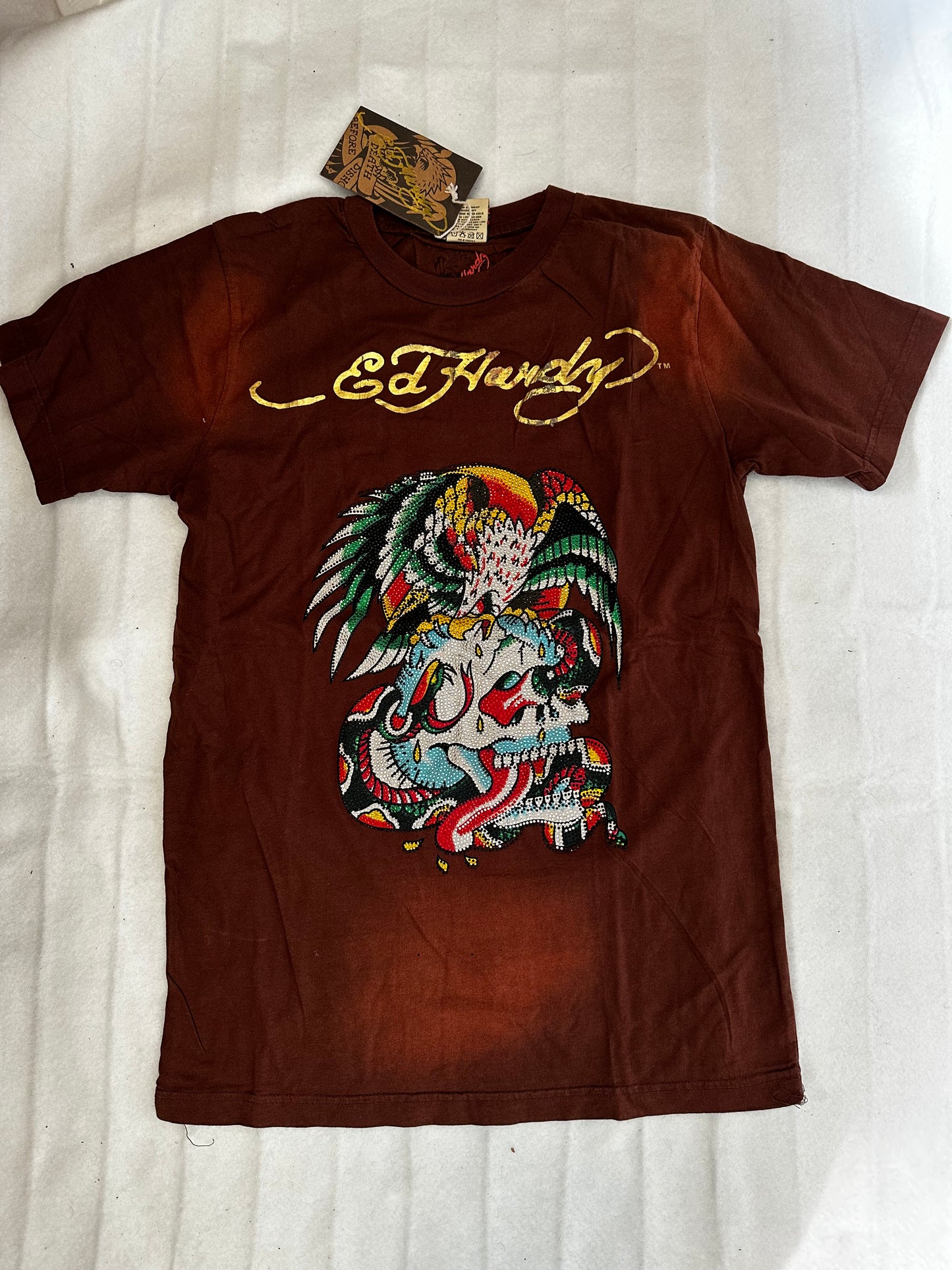 Insane Diamontes Brown Ed Hardy Tee