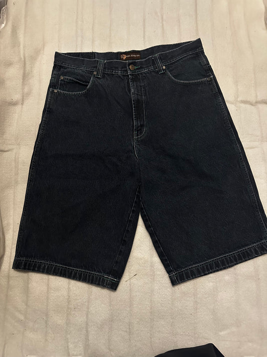 Beautiful Green & White stitching Dark Wash Jorts