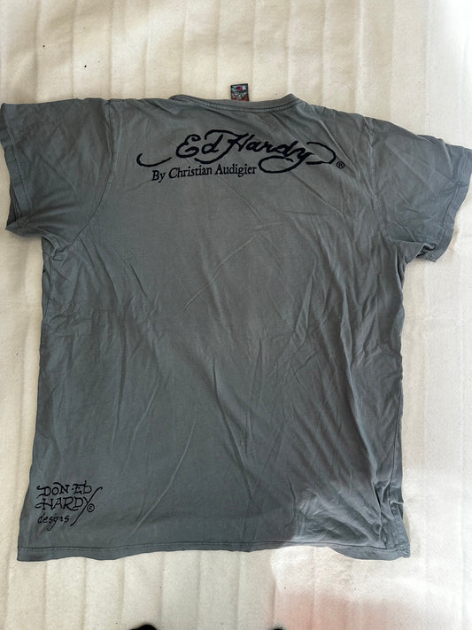 Grey Ed Hardy Tee XL