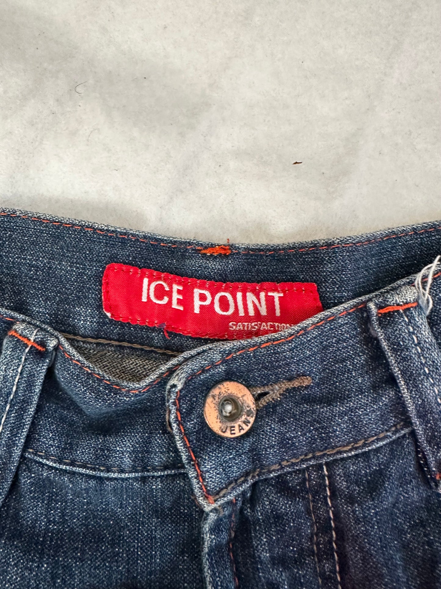 Ice Point Revolver Embroidered Straight Legged Jeans