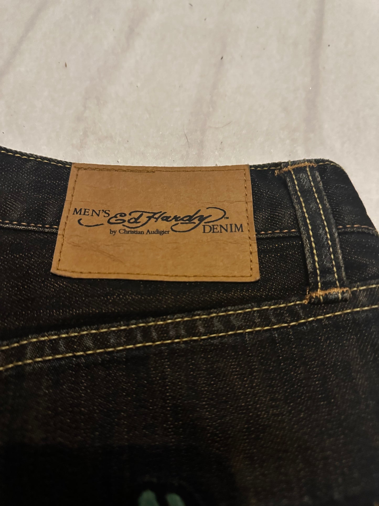 Snake Embroidered Ed Hardy Jorts 32’