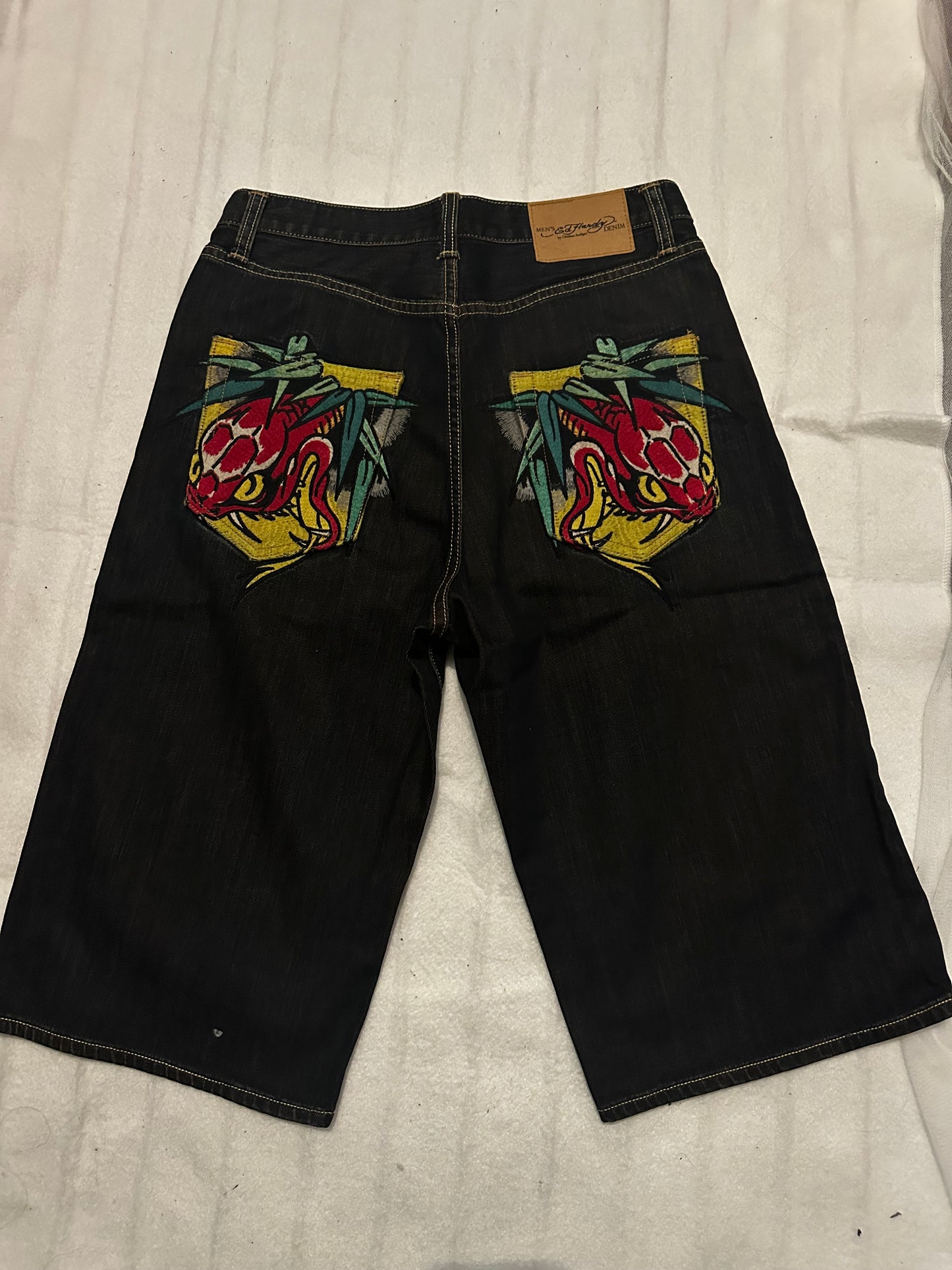 Snake Embroidered Ed Hardy Jorts 32’