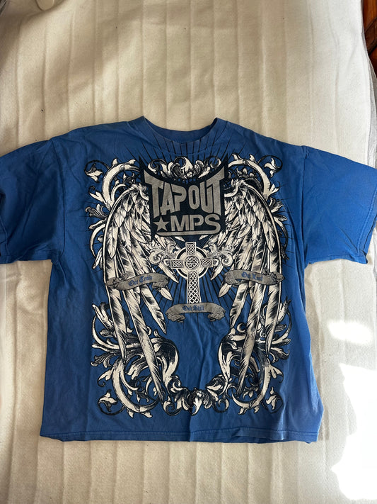 Beautiful Blue Cross Wing Tap Out Shirt